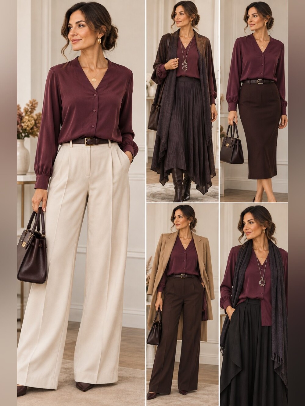 Liz Claiborne Silk Blouse Size 10 Burgundy Plum 100% Silk Button Front